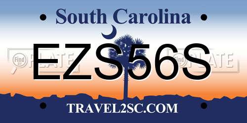 EZS56S South Carolina License Plate