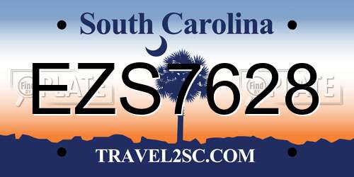 EZS7628 South Carolina License Plate