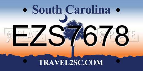 EZS7678 South Carolina License Plate