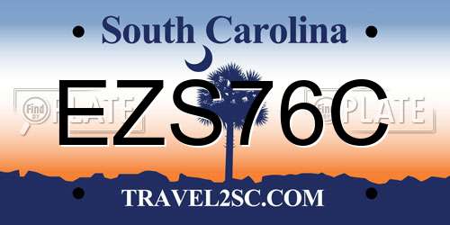EZS76C South Carolina License Plate