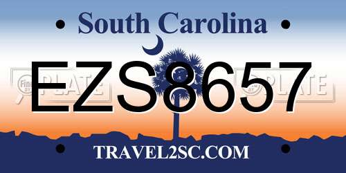 EZS8657 South Carolina License Plate