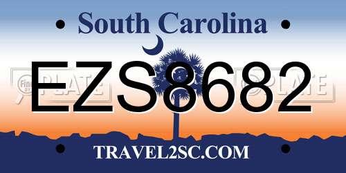 EZS8682 South Carolina License Plate