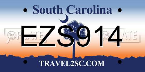 EZS914 South Carolina License Plate