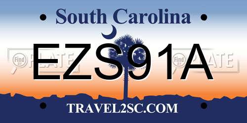 EZS91A South Carolina License Plate