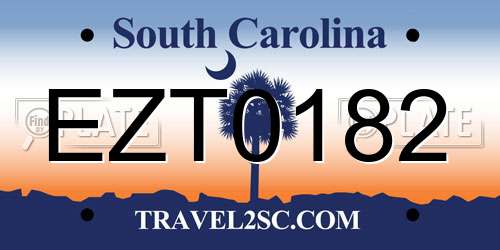 EZT0182 South Carolina License Plate
