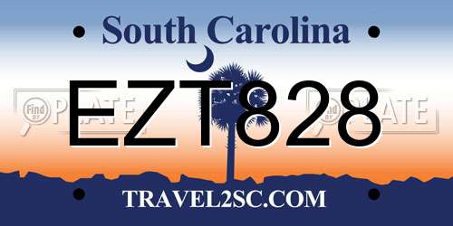 EZT828 South Carolina License Plate