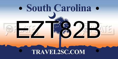 EZT82B South Carolina License Plate
