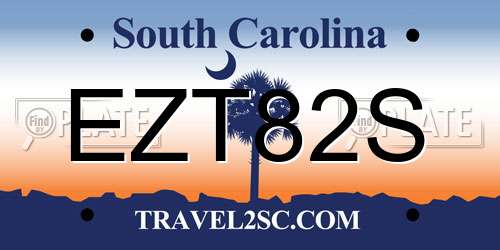 EZT82S South Carolina License Plate