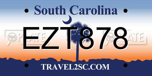 EZT878 South Carolina License Plate