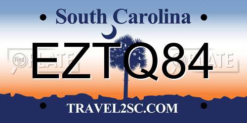 EZTQ84 South Carolina License Plate
