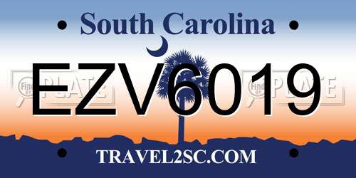 EZV6019 South Carolina License Plate