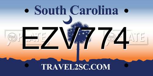 EZV774 South Carolina License Plate