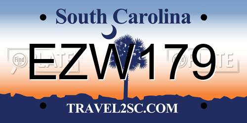 EZW179 South Carolina License Plate