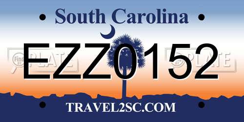 EZZ0152 South Carolina License Plate