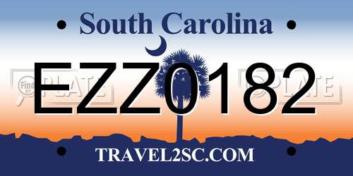 EZZ0182 South Carolina License Plate