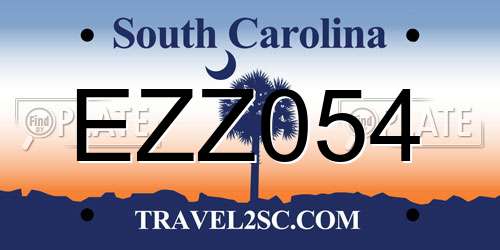 EZZ054 South Carolina License Plate