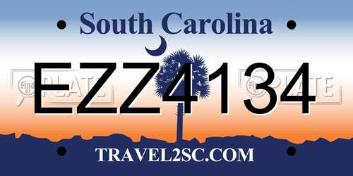 EZZ4134 South Carolina License Plate