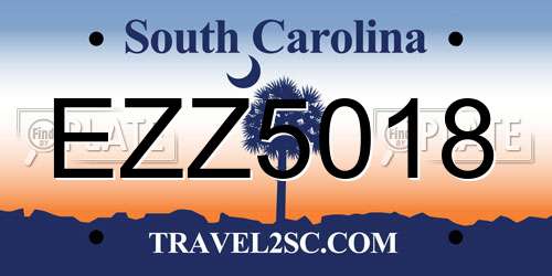 EZZ5018 South Carolina License Plate