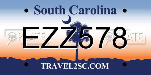 EZZ578 South Carolina License Plate