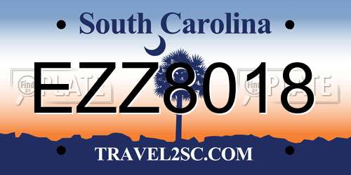 EZZ8018 South Carolina License Plate