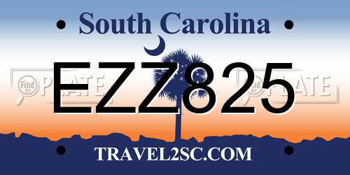 EZZ825 South Carolina License Plate
