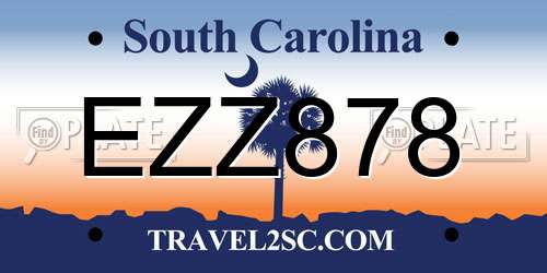 EZZ878 South Carolina License Plate