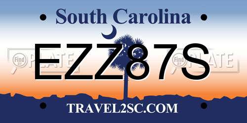 EZZ87S South Carolina License Plate