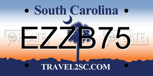 EZZB75 South Carolina License Plate