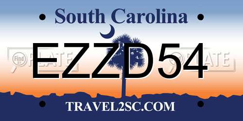 EZZD54 South Carolina License Plate