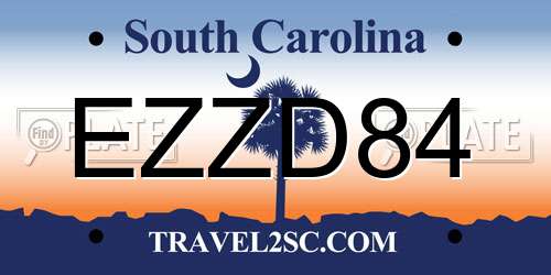 EZZD84 South Carolina License Plate