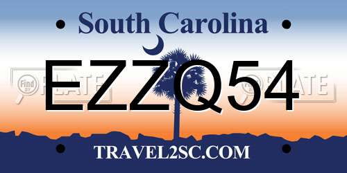 EZZQ54 South Carolina License Plate