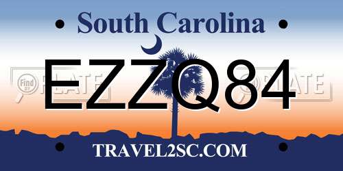 EZZQ84 South Carolina License Plate