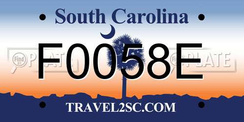 F0058E South Carolina License Plate