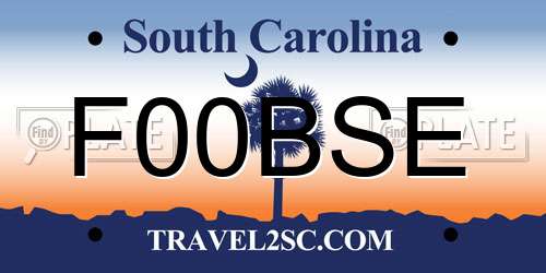 F00BSE South Carolina License Plate