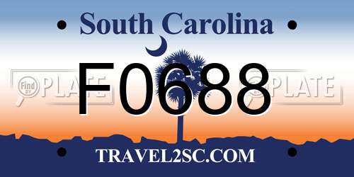 F0688 South Carolina License Plate
