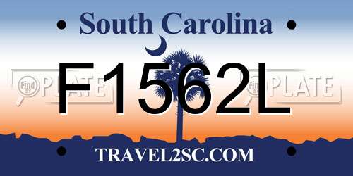 F1562L South Carolina License Plate