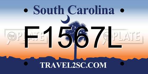 F1567L South Carolina License Plate
