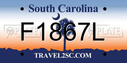 F1867L South Carolina License Plate