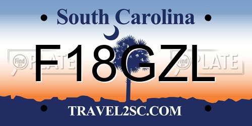 F18GZL South Carolina License Plate