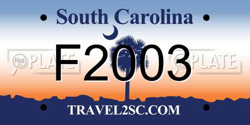 F2003 South Carolina License Plate