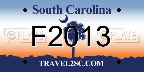 F2013 South Carolina License Plate