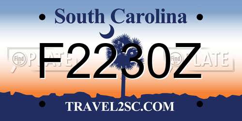 F2230Z South Carolina License Plate