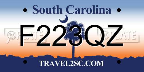 F223QZ South Carolina License Plate
