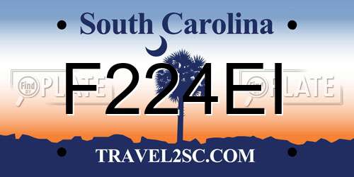 F224EI South Carolina License Plate