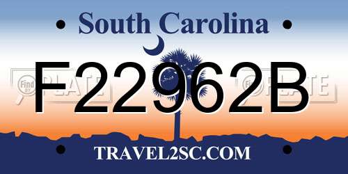 F22962B South Carolina License Plate