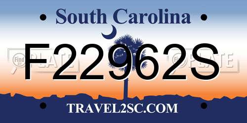 F22962S South Carolina License Plate