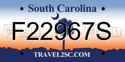 F22967S South Carolina License Plate