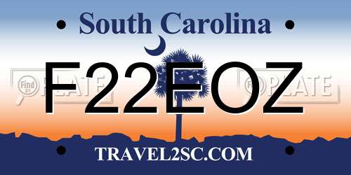 F22EOZ South Carolina License Plate