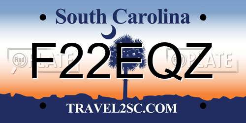 F22EQZ South Carolina License Plate