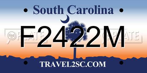 F2422M South Carolina License Plate
